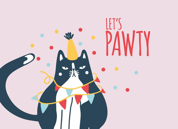 Cat Care Card "Let's Pawty"